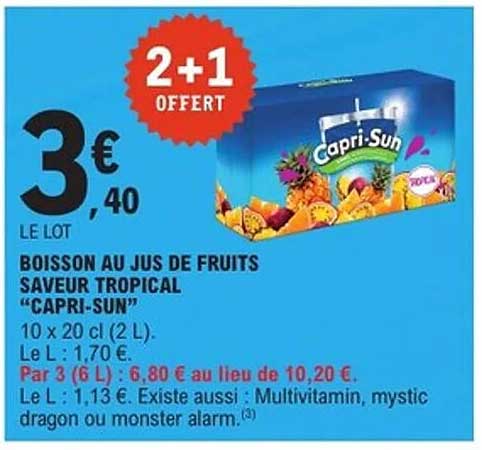 BOISSON AU JUS DE FRUITS SAVEUR TROPICAL "CAPRI-SUN"