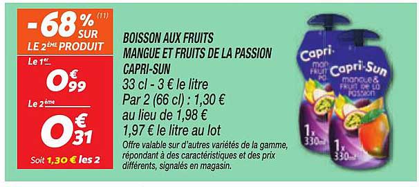 BOISSON AUX FRUITS MANGUE ET FRUITS DE LA PASSION CAPRI-SUN