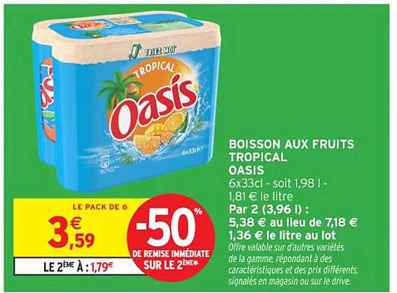 BOISSON AUX FRUITS TROPICAL OASIS
