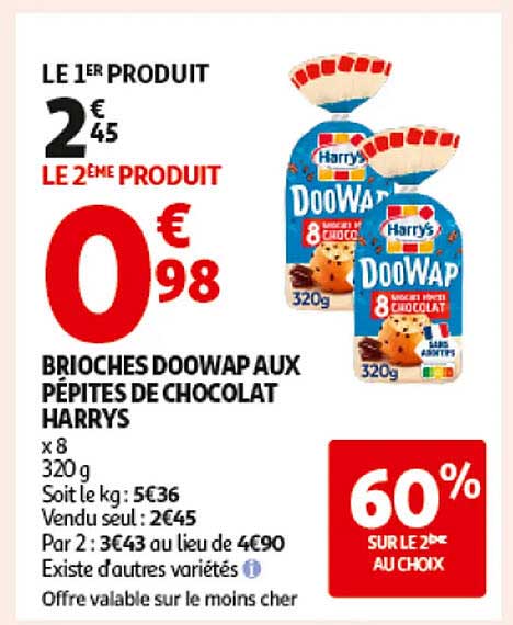 BRIOCHES DOOWAP AUX PÉPITES DE CHOCOLAT HARRYS