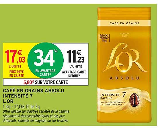 Café en Grains Absolu Intensité 7 L'OR