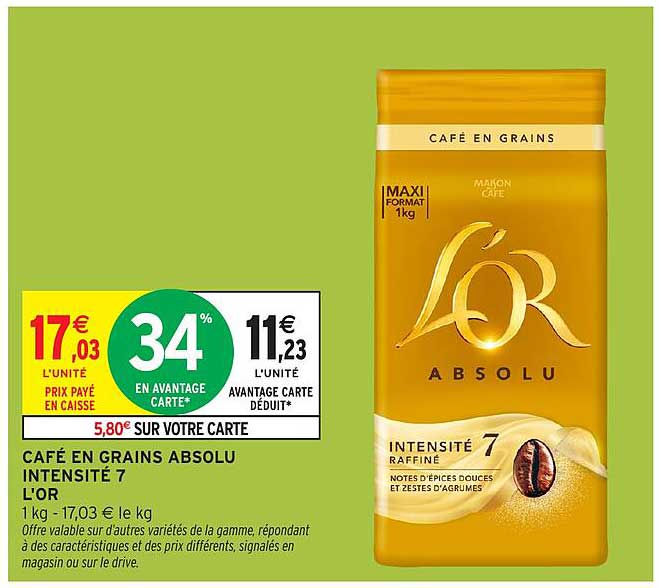 CAFÉ EN GRAINS ABSOLU INTENSITÉ 7 L'OR