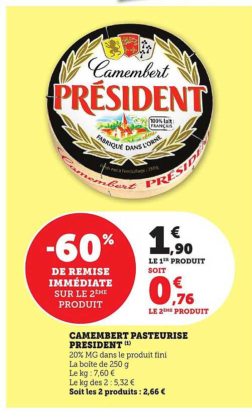 CAMEMBERT PASTEURISE PRESIDENT
