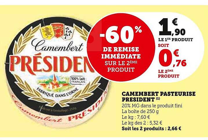 CAMEMBERT PASTEURIZE PRESIDENT
