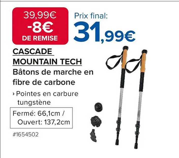 CASCADE MOUNTAIN TECH Bâtons de marche en fibre de carbone
