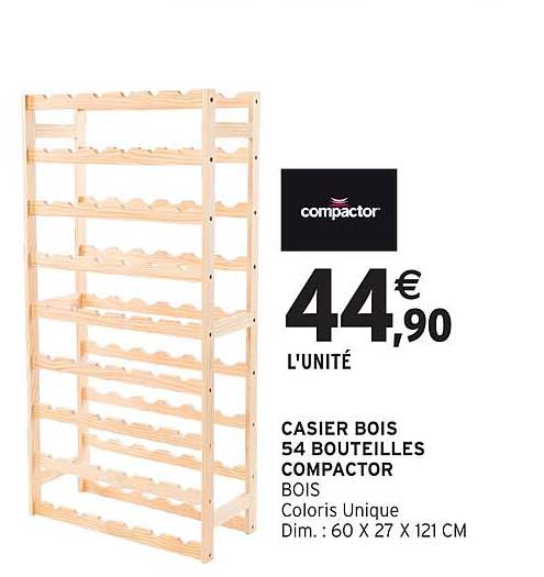 CASIER BOIS 54 BOUTEILLES COMPACTOR
