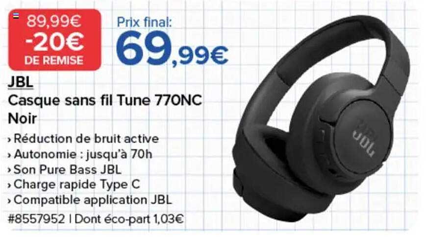 Casque sans fil Tune 770NC Noir