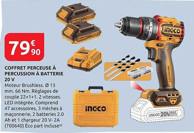 COFFRET PERCEUSE À PERCUSSION À BATTERIE 20 V