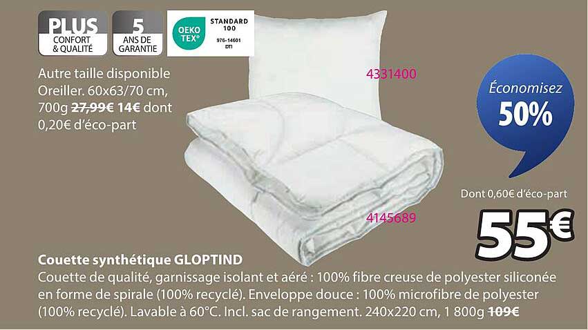 Couette synthétique GLOPTIND