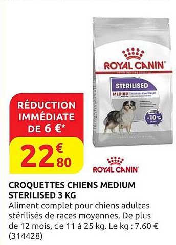 CROQUETTES CHIENS MEDIUM STERILISED 3 KG