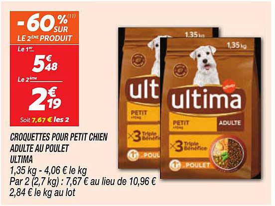 CROQUETTES POUR PETIT CHIEN ADULTE AU POULET ULTIMA