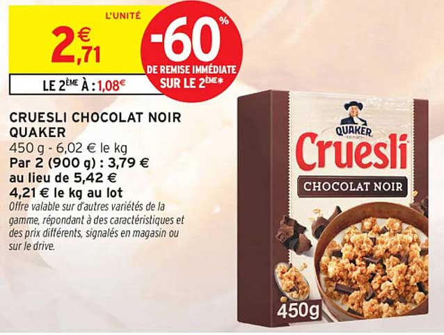CRUESLI CHOCOLAT NOIR QUAKER