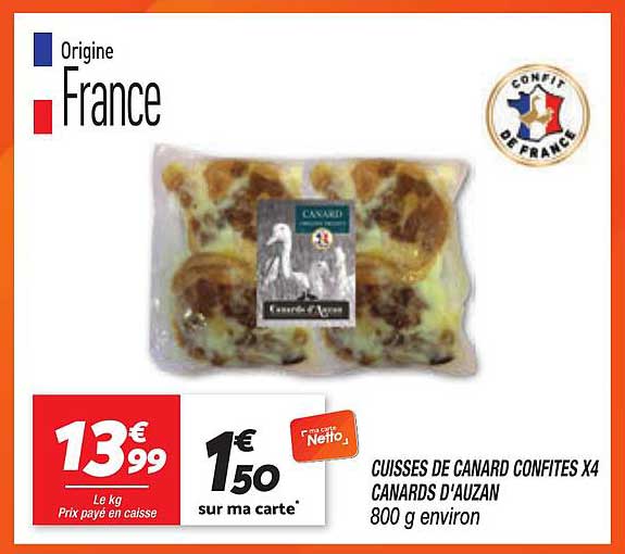 CUISSES DE CANARD CONFITES X4 CANARDS D'AUZAN