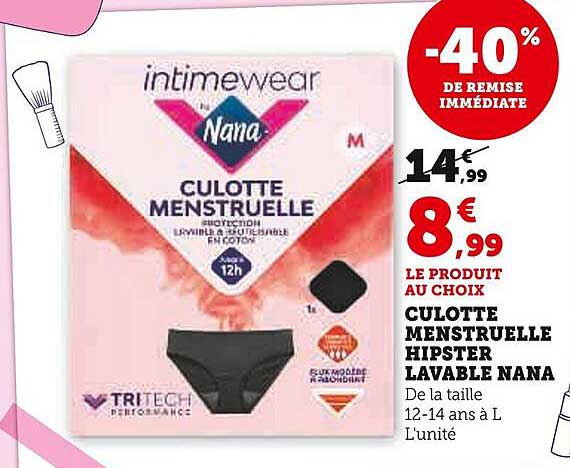 CULOTTE MENSTRUELLE HIPSTER LAVABLE NANA