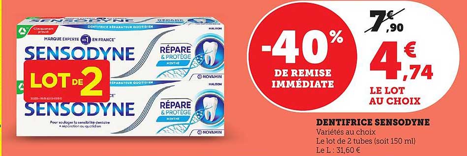 DENTIFRICE SENSODYNE LOT de 2