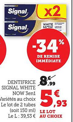 DENTIFRICE SIGNAL WHITE NOW 3en1