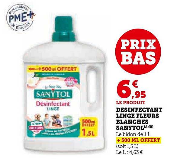DÉSINFECTANT LINGE FLEURS BLANCHES SANYTOL - 1,5 L