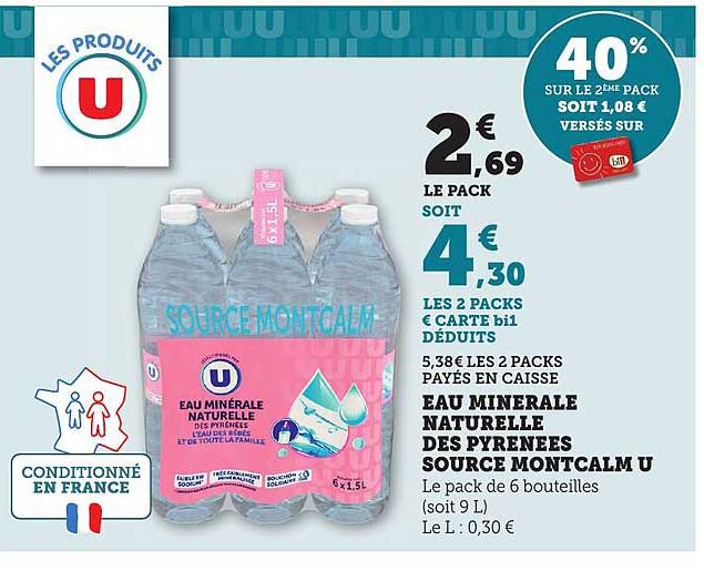 EAU MINERALE NATURELLE DES PYRENEES SOURCE MONTCALM U