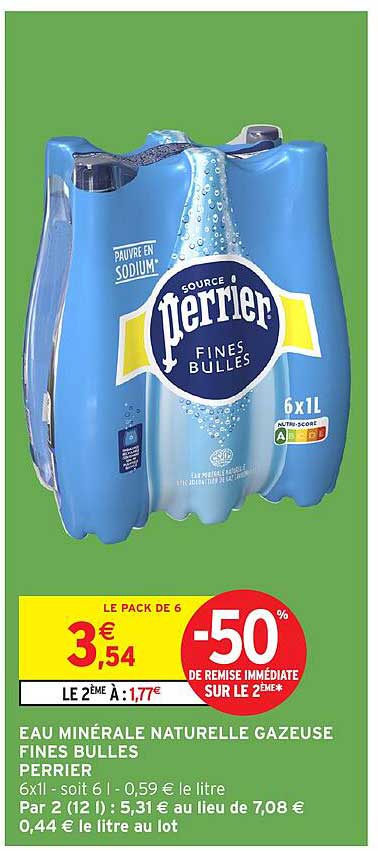 EAU MINÉRALE NATURELLE GAZEUSE FINES BULLES PERRIER