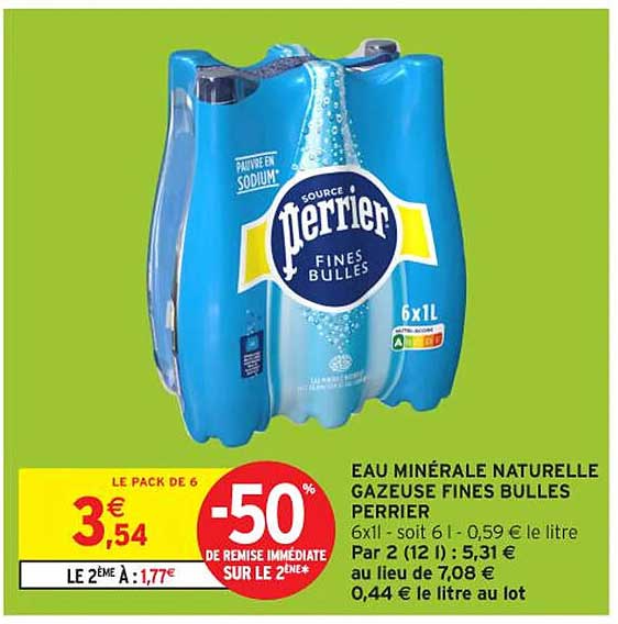 EAU MINÉRALE NATURELLE GAZEUSE FINES BULLES PERRIER