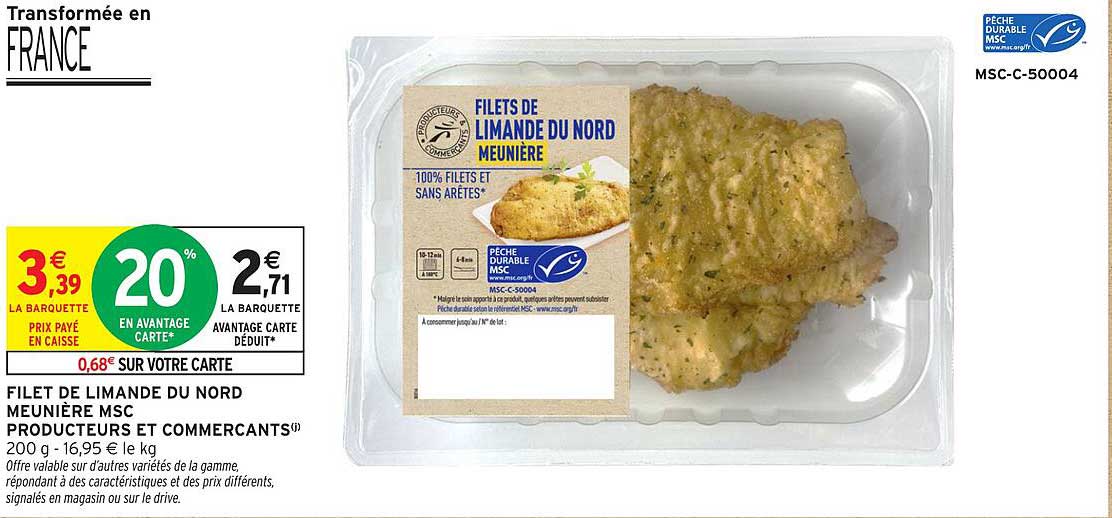 FILET DE LIMANDE DU NORD MEUNIÈRE MSC