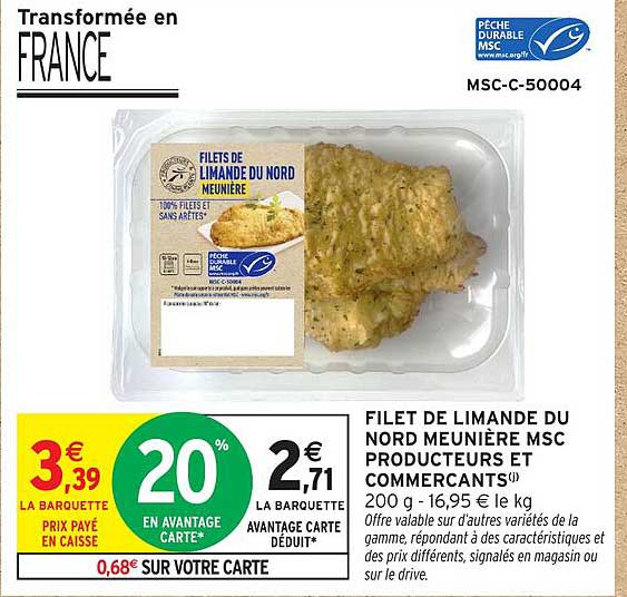 FILET DE LIMANDE DU NORD MEUNIÈRE MSC PRODUCTEURS ET COMMERÇANTS
