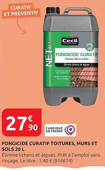 FONGICIDE CURATIF TOITURES, MURS ET SOLOS 20 L