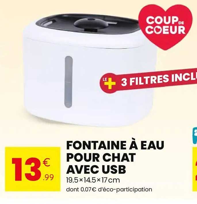 FONTaine à eau pour chat avec USB