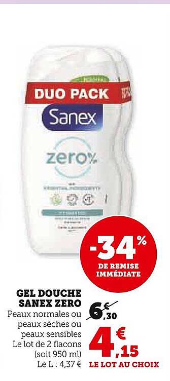 GEL DOUCHE SANEX ZERO