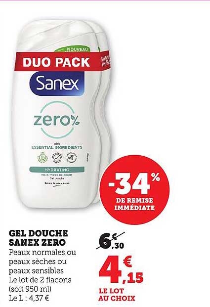 GEL DOUCHE SANEX ZERO