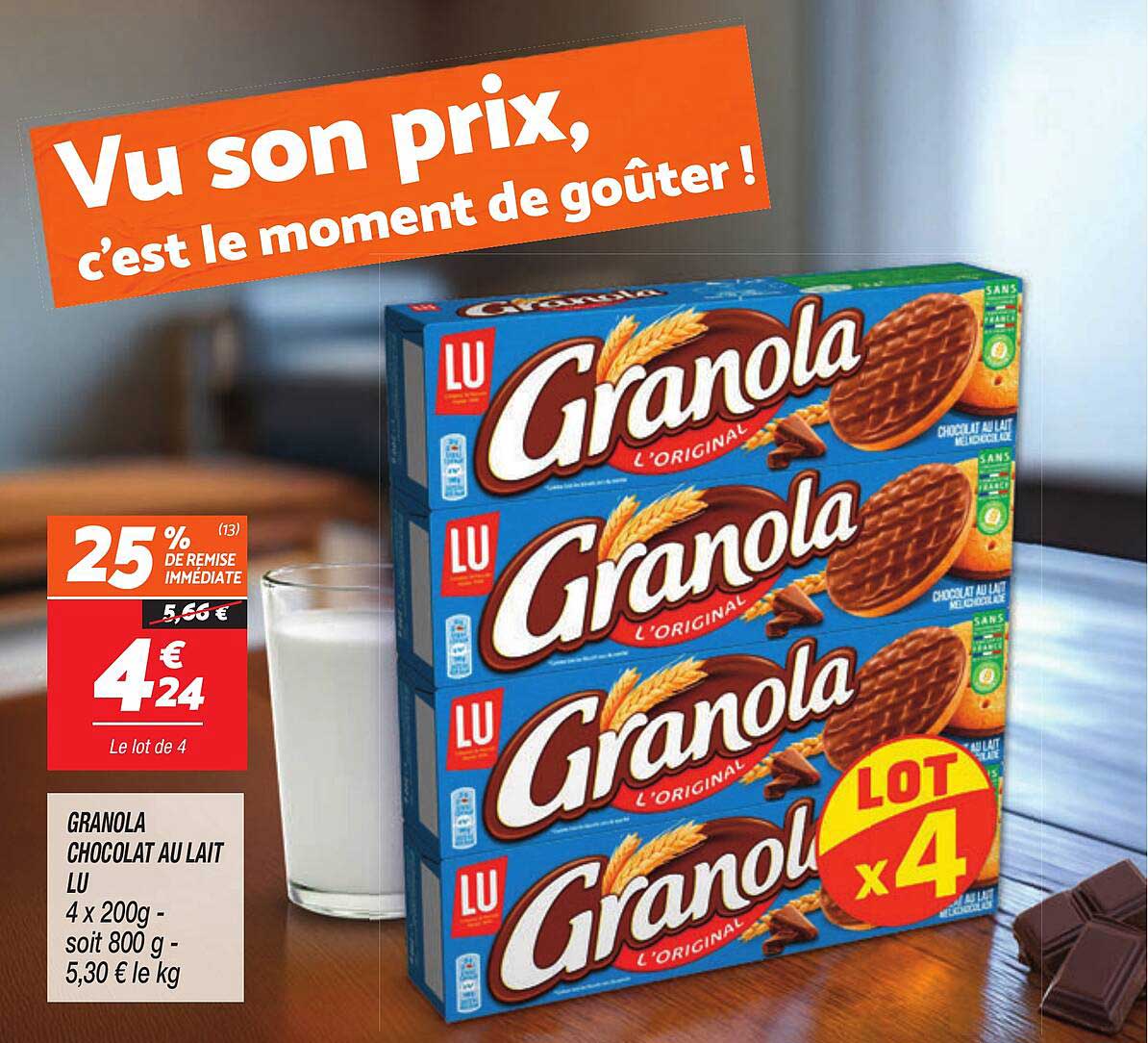 Granola Chocolat au Lait LU - Lot de 4