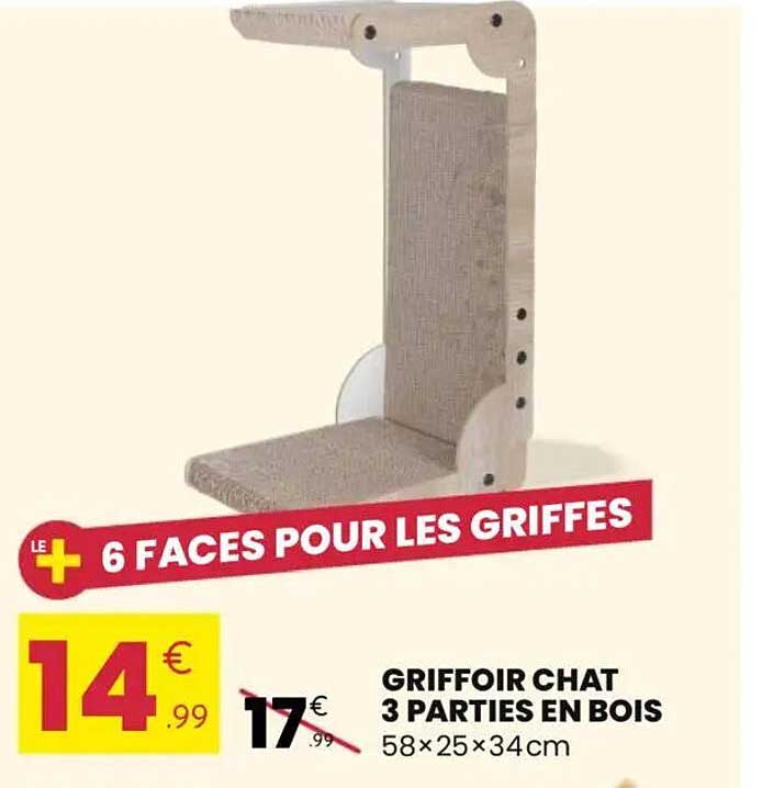 GRIFFOIR CHAT 3 PARTIES EN BOIS