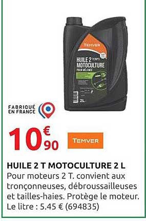 HUILE 2 T MOTOCULTURE 2 L