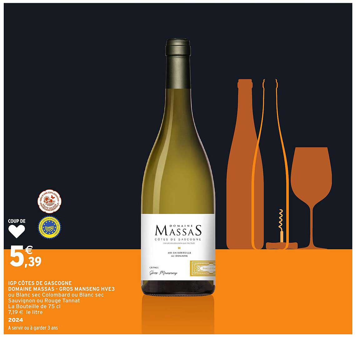 IGP CÔTES DE GASCOGNE DOMAINE MASSAS - GROS MANSENG HVE3