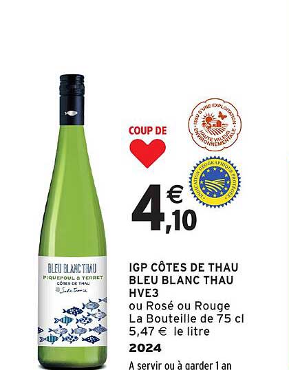 IGP CÔTES DE THAU BLEU BLANC THAU HVE3