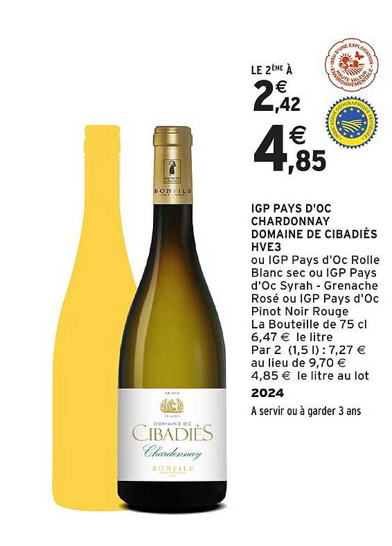 IGP PAYS D'OC CHARDONNAY DOMAINE DE CIBADIÈS HVE3