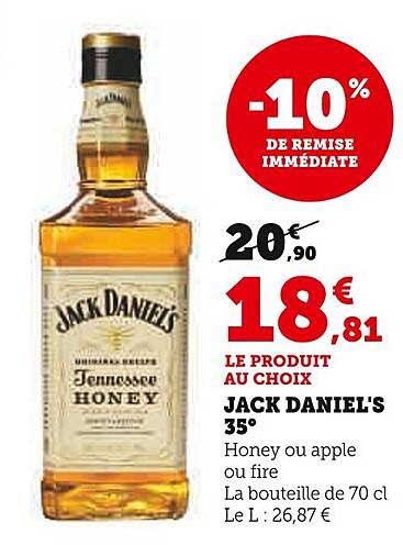 JACK DANIEL'S 35° Honey ou apple ou fire