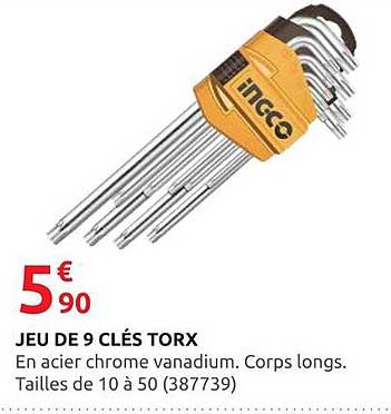 JEU DE 9 CLÉS TORX