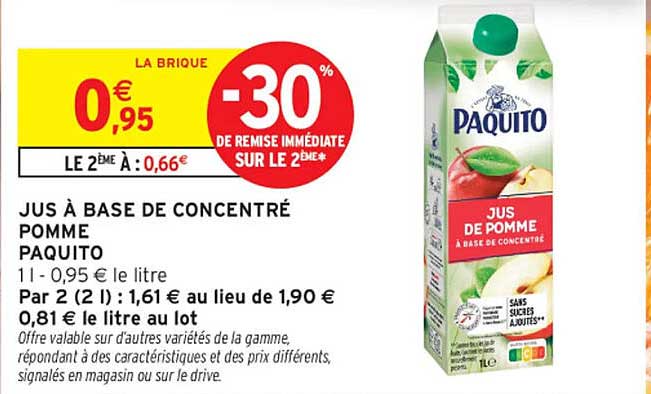 JUS À BASE DE CONCENTRÉ POMME PAQUITO