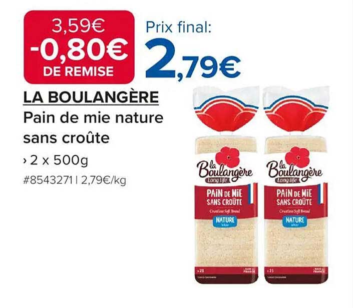 LA BOULANGÈRE Pain de mie nature sans croûte