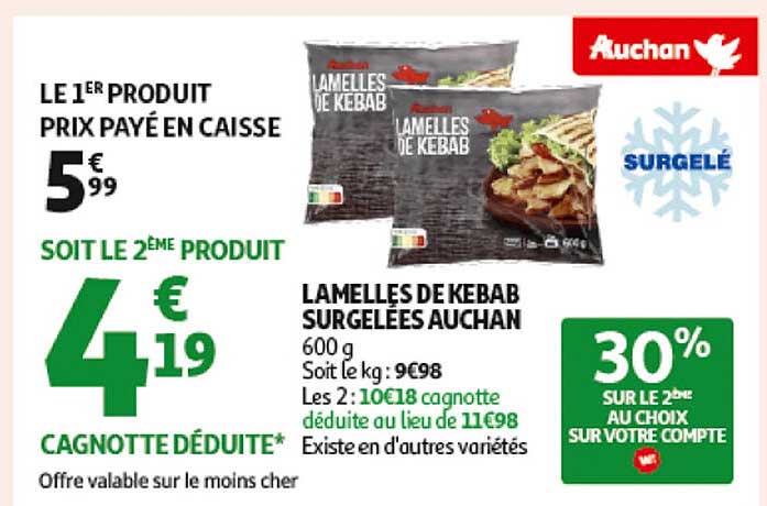 LAMELLES DE KEBAB SURGELEES AUCHAN