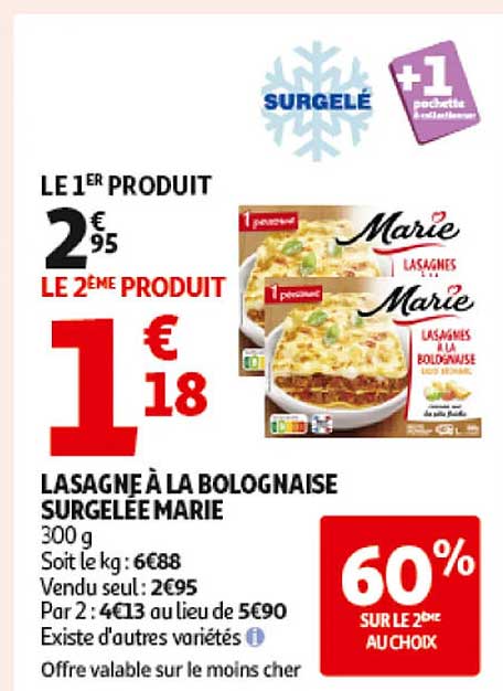 LASAGNE À LA BOLOGNAISE SURGELÉE MARIE