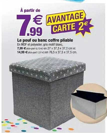 Le pouf ou banc coffre pliable