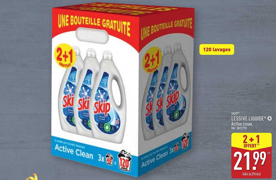 LESSIVE LIQUIDE Active Clean 2+1 GRATUIT