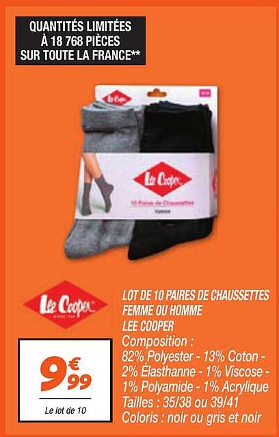 LOT DE 10 PAIRES DE CHAUSSETTES FEMME OU HOMME