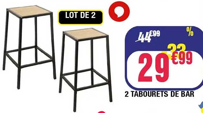 LOT DE 2 TABOURETS DE BAR