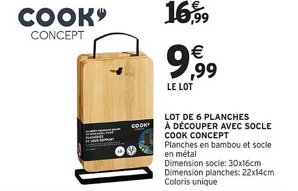 LOT DE 6 PLANCHES À DÉCOUPER AVEC SOCLE COOK CONCEPT