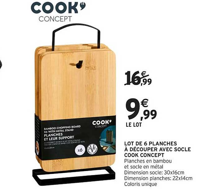 LOT DE 6 PLANCHES À DÉCOUPER AVEC SOCLE COOK CONCEPT
