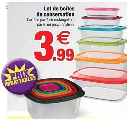 Lot de boîtes de conservation