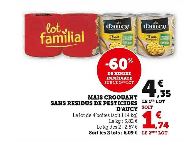 LOT FAMILIAL D'AUCY - MAÏS CROQUANT SANS RÉSIDUS DE PESTICIDES